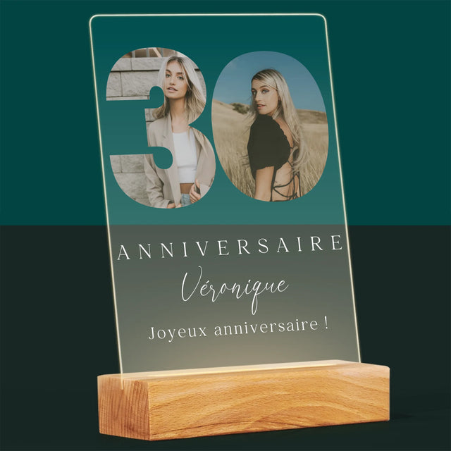 Collage Photo De Lettre: 30E Anniversaire Et Texte En Bas - Impression Sur Verre Acrylique 