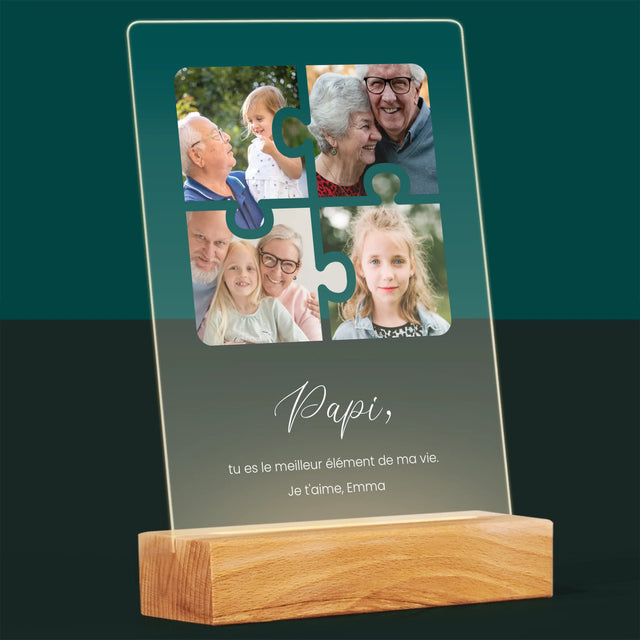 Le Collage Photo: Casse-Tête, Un Cœur Pour Grand-Papa - Impression Sur Verre Acrylique 