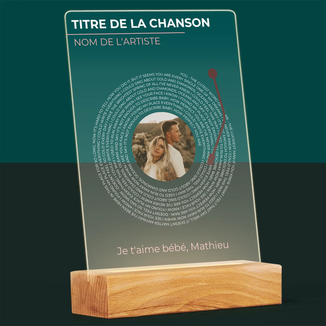 La Photo Et Un Texte: Notre Chanson Disque Vinyle - Impression Sur Verre Acrylique 