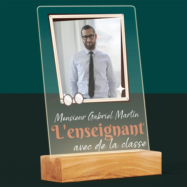 Photo Et Texte: L'Enseignant Avec De La Classe - Impression Sur Verre Acrylique