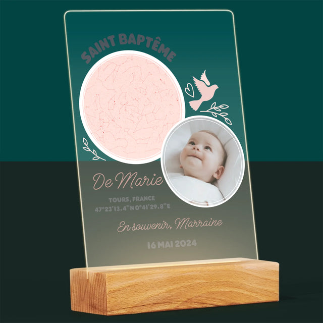 Carte Des Étoiles: Baptême - Impression Sur Verre Acrylique