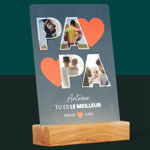 Collage Photo: Papa Est Le Meilleur - Impression Sur Verre Acrylique
