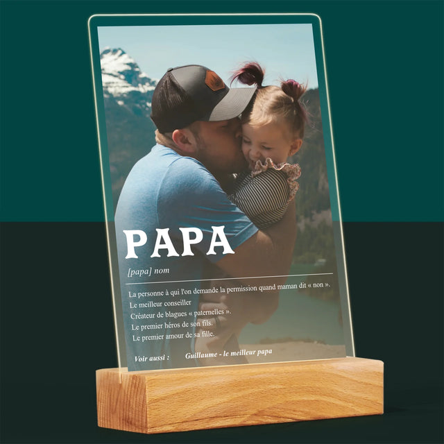 Photo Et Texte: Papa La Définition - Impression Sur Verre Acrylique