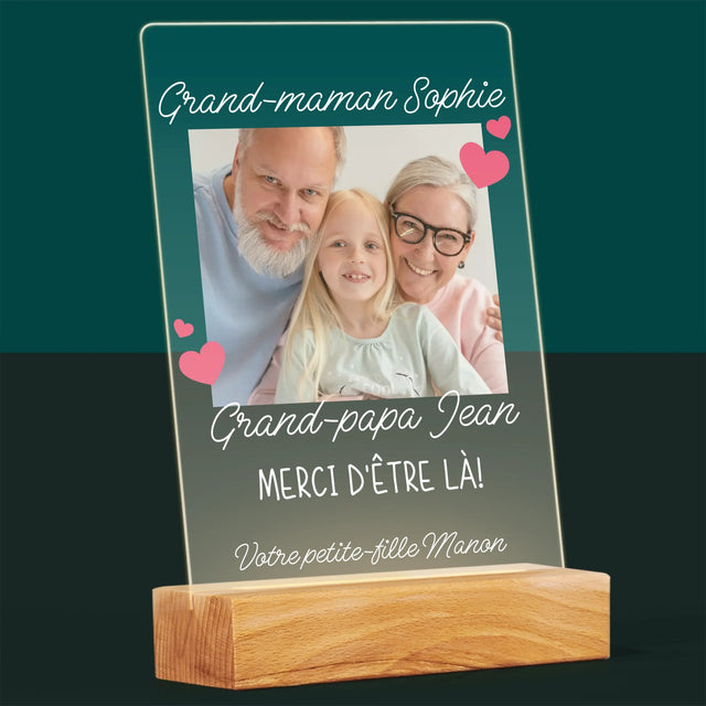 Photo Et Texte: Merci Aux Grands-Parents - Impression Sur Verre Acrylique