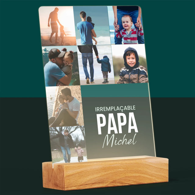 Collage Photo: Papa Irremplaçable - Impression Sur Verre Acrylique