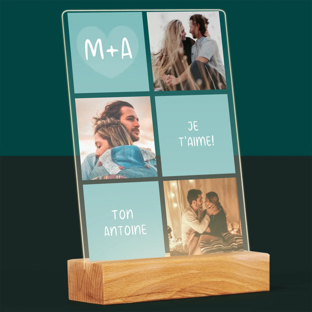 Collage Photo: Je T'Aime, Les Initiales - Impression Sur Verre Acrylique 