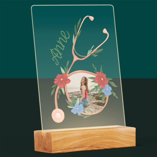 La Photo Et Un Texte: Stéthoscope Fleurs - Impression Sur Verre Acrylique