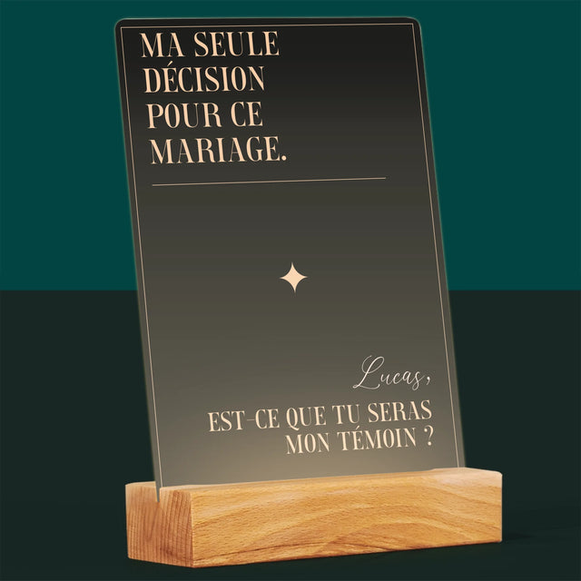 Le Prénom Et Un Texte: Ma Seule Décision - Impression Sur Verre Acrylique