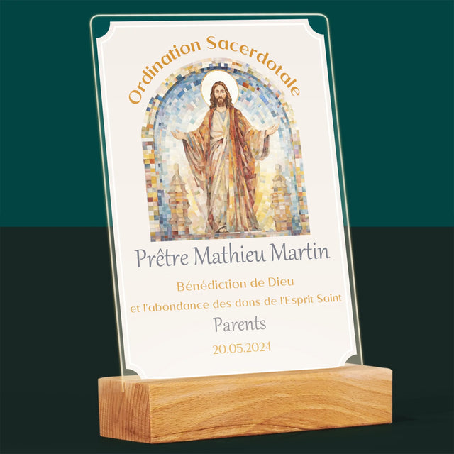 Le Prénom Et Un Texte: Ordination Sacerdotale  - Impression Sur Verre Acrylique