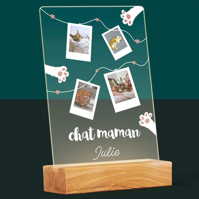 Le Collage Photo: Chat Maman Polaroïds - Impression Sur Verre Acrylique 