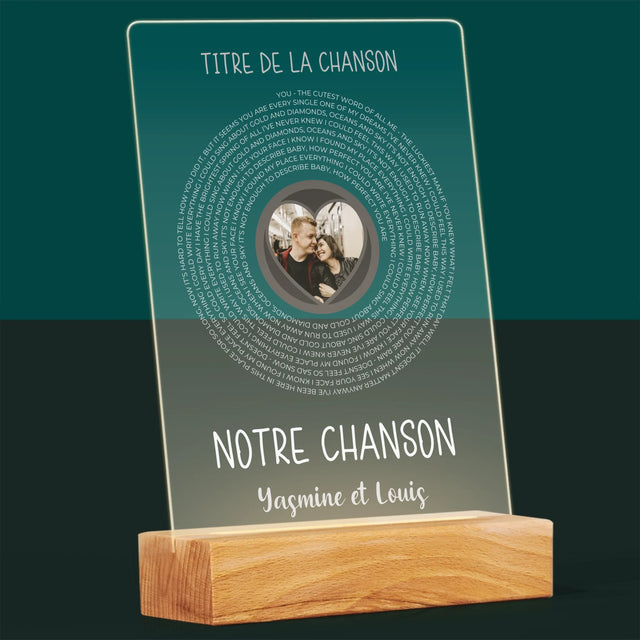La Photo Et Un Texte: Notre Chanson Avec Les Paroles - Impression Sur Verre Acrylique 