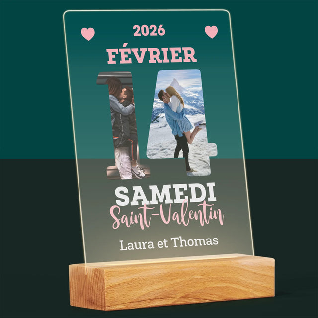 Collage Photo De Lettre: Carte Calendrier Saint-Valentin - Impression Sur Verre Acrylique 