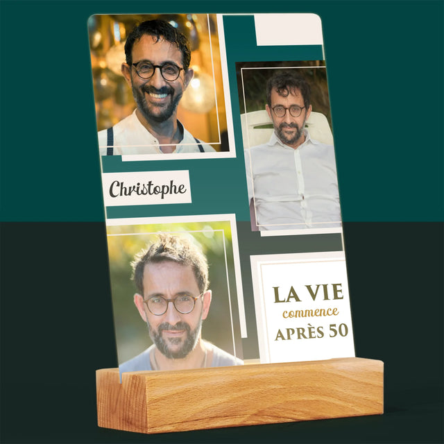 Collage Photo De Lettre: La Vie Commence À 50 Ans - Impression Sur Verre Acrylique