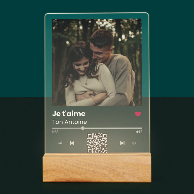 La Photo Et Un Texte: Spotify Avec Code Qr - Impression Sur Verre Acrylique 