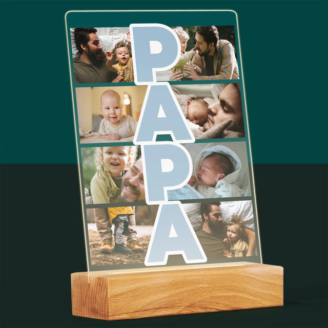 Collage Photo: Inscription Papa - Impression Sur Verre Acrylique
