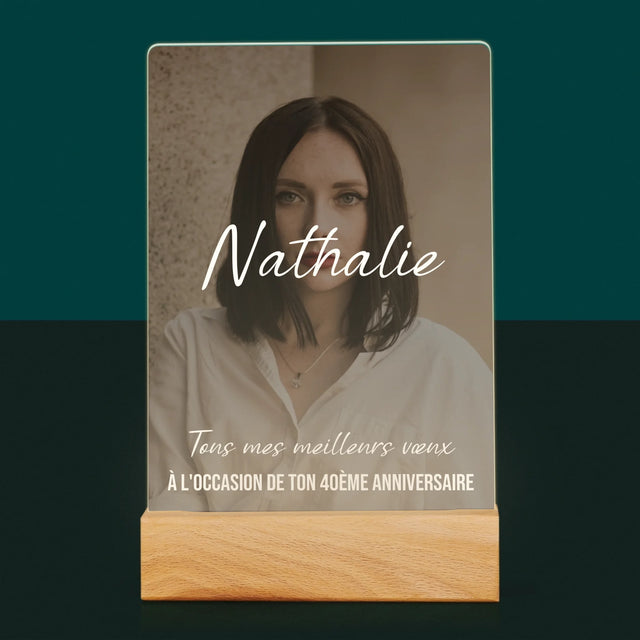 La Photo Et Un Texte: 40E Anniversaire Joyeux Anniversaire - Impression Sur Verre Acrylique 