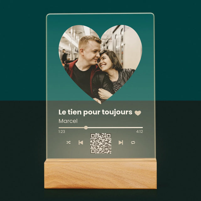 La Photo Et Un Texte: Notre Chanson Cœur Code Qr - Impression Sur Verre Acrylique 