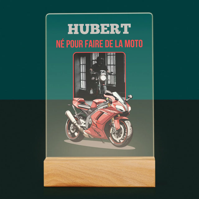 La Photo Et Un Texte: Né Pour Faire De La Moto - Impression Sur Verre Acrylique 