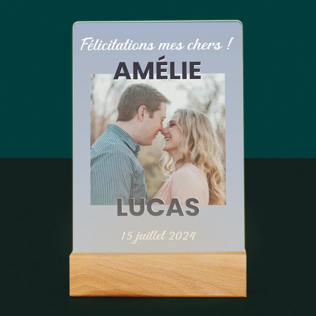 Photo Et Texte: Félicitations De Mariage - Impression Sur Verre Acrylique