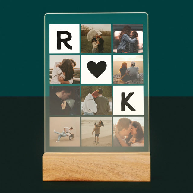 Le Collage Photo: Les Monogrammes D'Amour Avec Photos - Impression Sur Verre Acrylique 