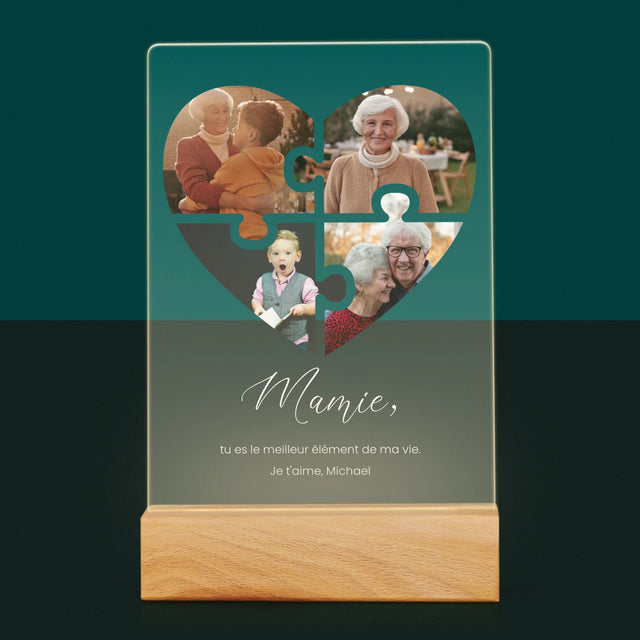 Le Collage Photo: Casse-Tête, Un Cœur Pour Grand-Mère - Impression Sur Verre Acrylique 