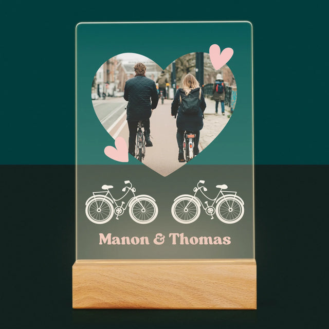 La Photo Et Un Texte: Couple De Cyclistes - Impression Sur Verre Acrylique 