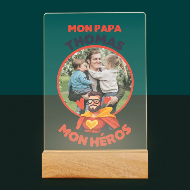 Photo Et Texte: Papa, Mon Héros - Impression Sur Verre Acrylique 