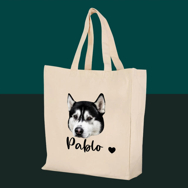 Ton Personnage: La Tête De Votre Chien - Sac En Toile