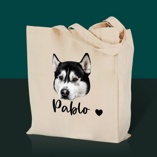 Ton Personnage: La Tête De Votre Chien - Sac En Toile