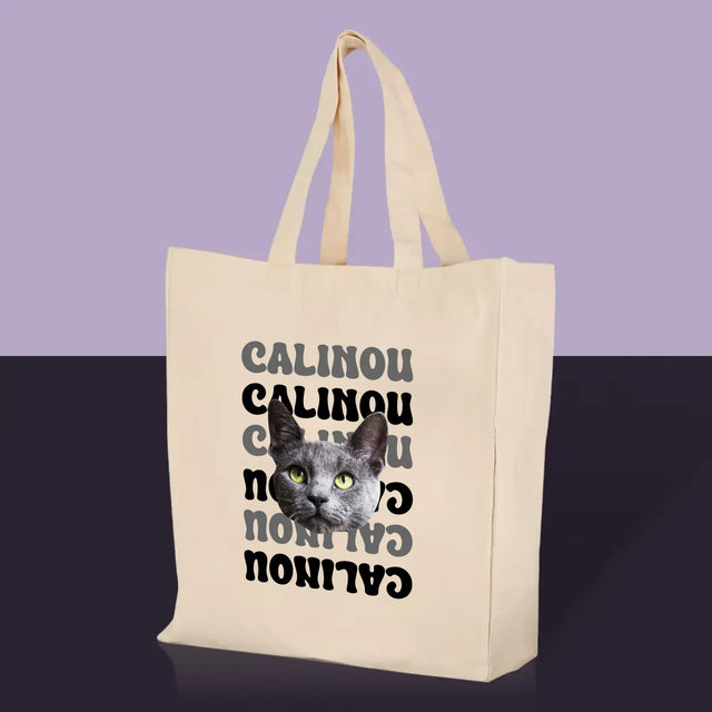 Ton Personnage: Photo De L'Animal Avec Son Nom - Sac En Toile