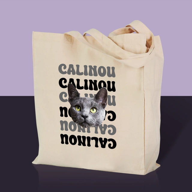 Ton Personnage: Photo De L'Animal Avec Son Nom - Sac En Toile