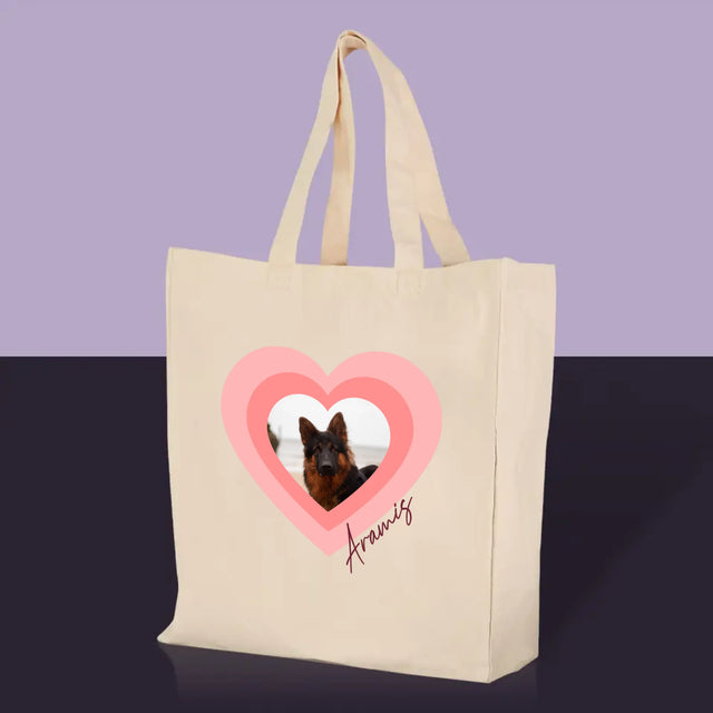 La Photo Et Un Texte: Photo De L'Animal Dans Le Cœur  - Sac En Toile