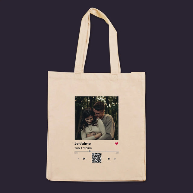 La Photo Et Un Texte: Spotify Avec Code Qr - Sac En Toile