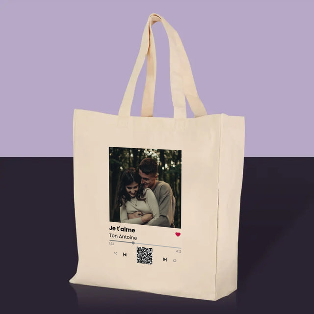 La Photo Et Un Texte: Spotify Avec Code Qr - Sac En Toile