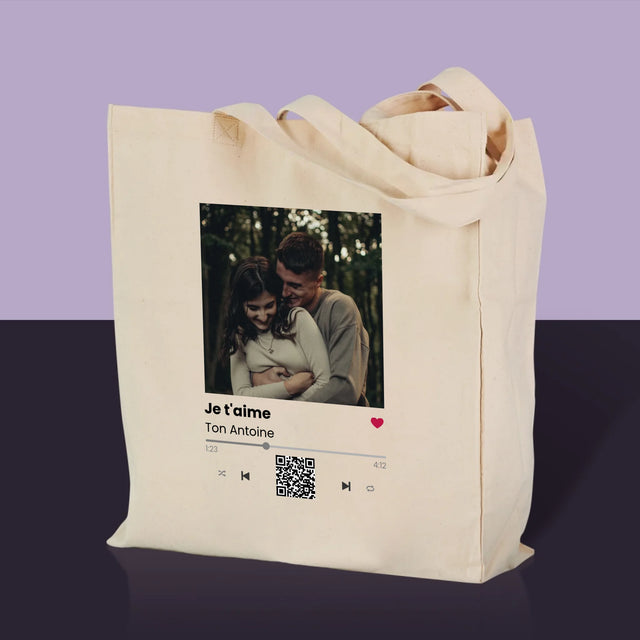 La Photo Et Un Texte: Spotify Avec Code Qr - Sac En Toile