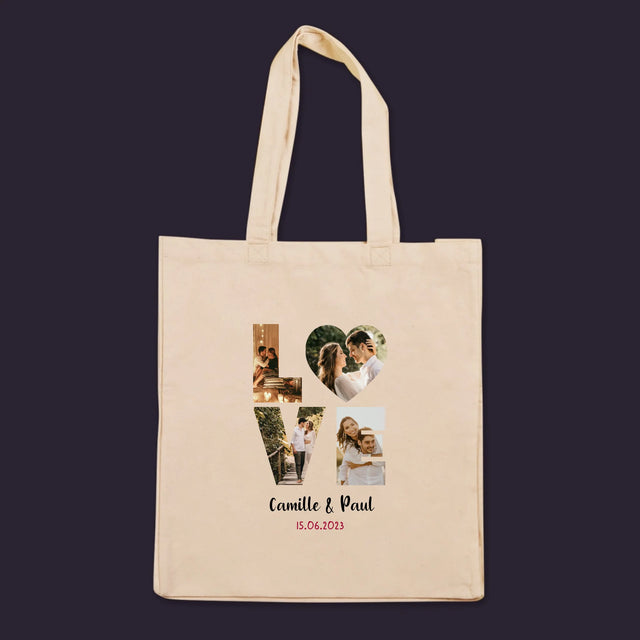 Collage Photo De Lettre: Love De Tes Photos - Sac En Toile
