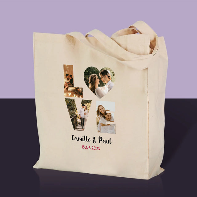 Collage Photo De Lettre: Love De Tes Photos - Sac En Toile