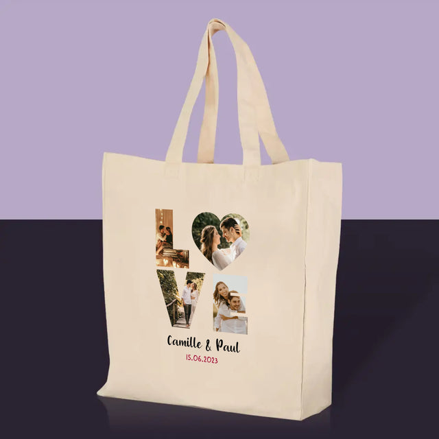 Collage Photo De Lettre: Love De Tes Photos - Sac En Toile