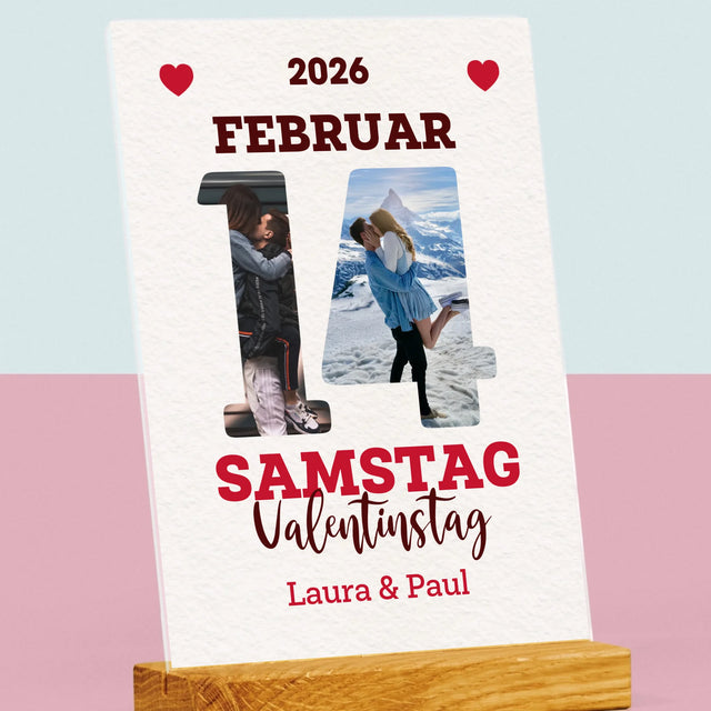Mot du Jour : Saint-Valentin Page de Calendrier – Impression sur Verre Acrylique | DE