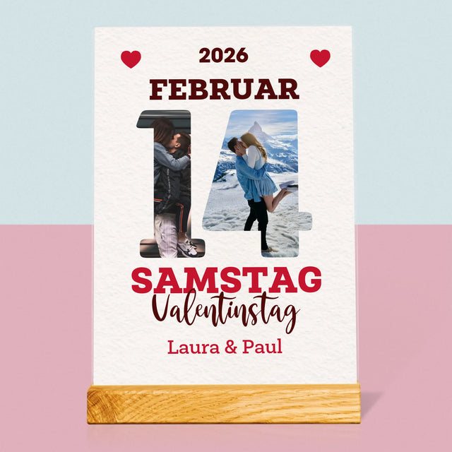 Mot du Jour : Saint-Valentin Page de Calendrier – Impression sur Verre Acrylique | DE