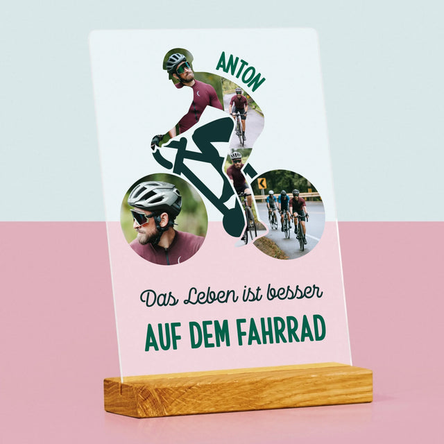 Forme à partir de photos : la vie est meilleure à vélo - impression sur verre acrylique | DE