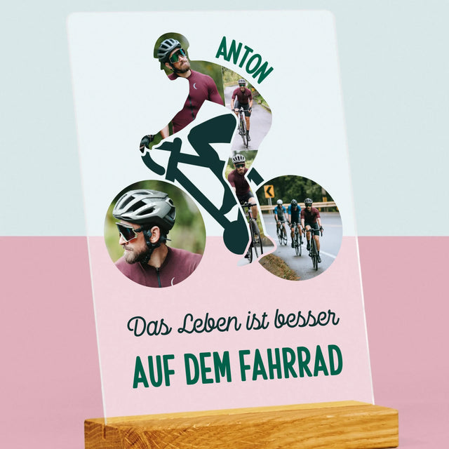 Forme à partir de photos : la vie est meilleure à vélo - impression sur verre acrylique | DE