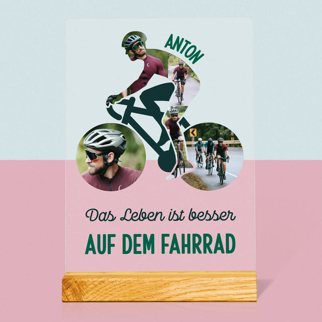 Forme à partir de photos : la vie est meilleure à vélo - impression sur verre acrylique | DE