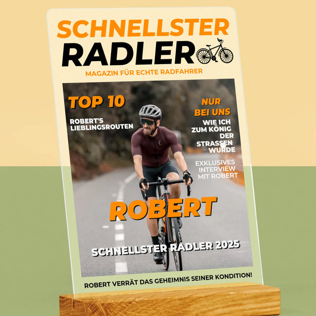 Couverture de magazine : Le cycliste le plus rapide - Impression sur verre acrylique | DE