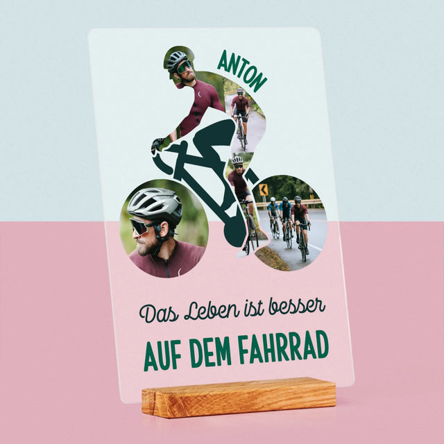 Forme à partir de photos : la vie est meilleure à vélo - impression sur verre acrylique | DE