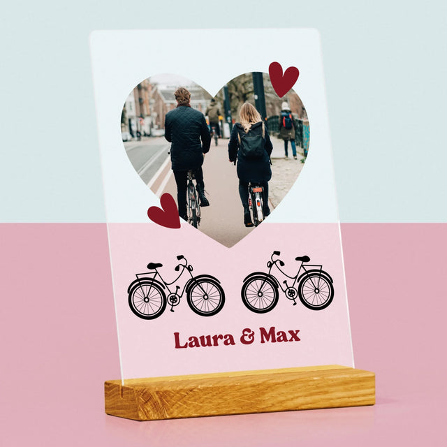 Photo & Caption: Cycling Couple - Impression sur Verre Acrylique | DE