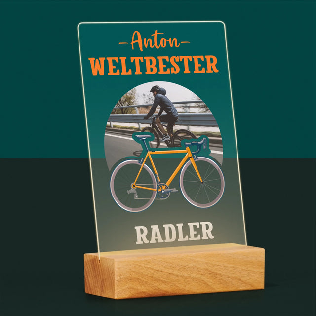Photo et Texte : Cycliste médaillé - Impression sur verre acrylique | DE