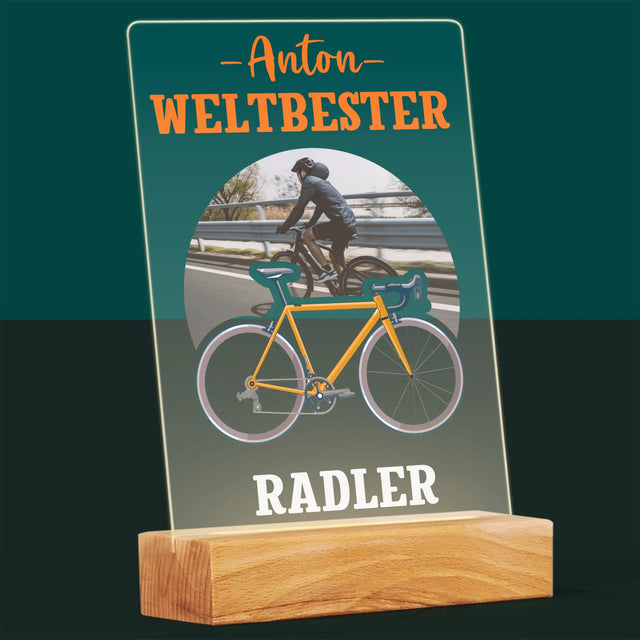 Photo et Texte : Cycliste médaillé - Impression sur verre acrylique | DE