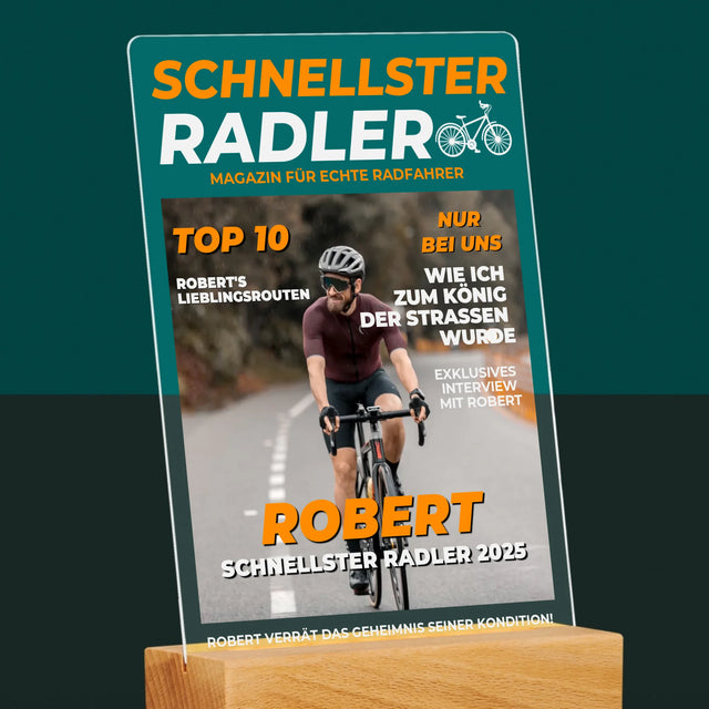 Couverture de magazine : Le cycliste le plus rapide - Impression sur verre acrylique | DE