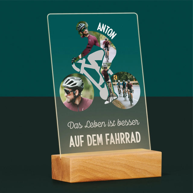 Forme à partir de photos : la vie est meilleure à vélo - impression sur verre acrylique | DE